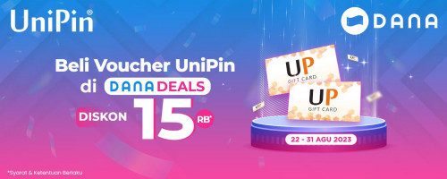 Beli Voucher DANA Deals UniPin di DANA, Hemat Hingga Rp15.000!